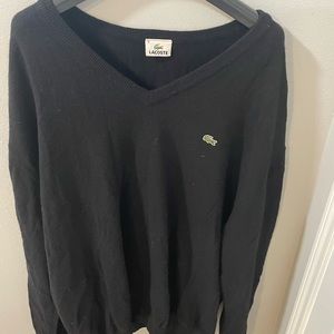 Mens IZOD Lacoste Black Wool V Neck Sweater